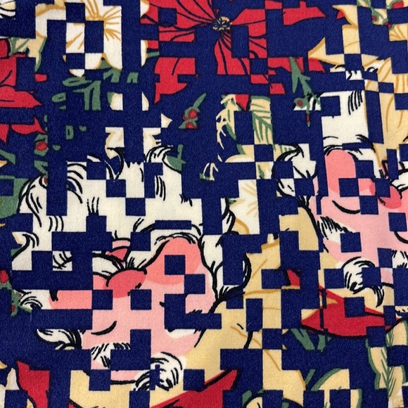 LuLaRoe New TC2 Digital Santa Claus Poinsettia Christmas Leggings NWT - Picture 6 of 8